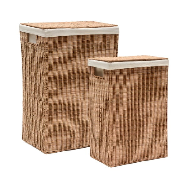 Ratanové koše na bielizeň v súprave 2 ks v prírodnej farbe Indali – Kave Home