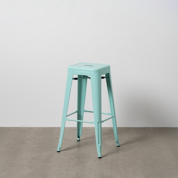 Tyrkysovomodré kovové barové stoličky v súprave 2 ks (výška sedadla 76,5 cm) – Ixia-image-1