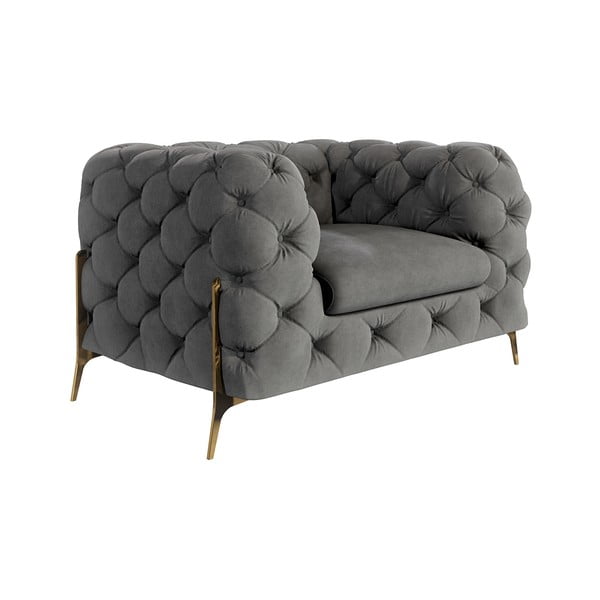 Sivé zamatové kreslo Chelsea Bis – Ropez