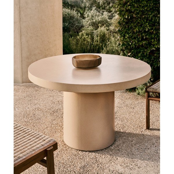 Betónový okrúhly záhradný jedálenský stôl ø 120 cm Aiguablava – Kave Home-image-1