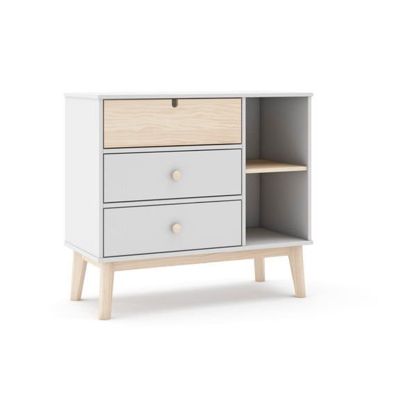 Biela nízka detská komoda 90x40 cm Estefania – Marckeric-image-3