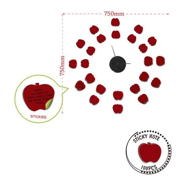 Nástenné samolepiace hodiny Mauro Ferretti Apples, ⌀ 75 cm-image-2