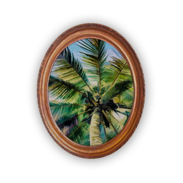 Oválný nástenný obraz Velvet Atelier Palm Tree