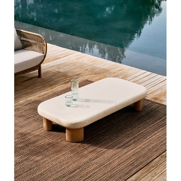 Záhradný konferenčný stolík s betónovou doskou 70x140 cm Labra – Kave Home-image-1