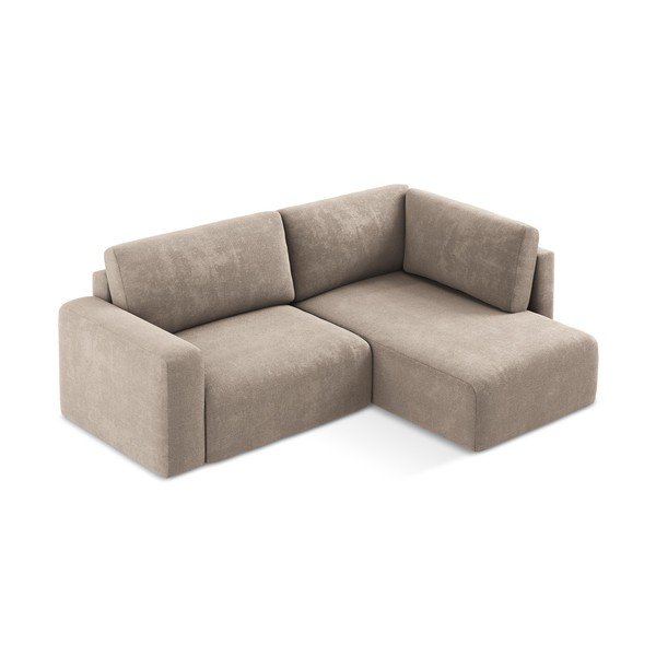 Béžová ženilková rozkladacia/s úložným priestorom rohová pohovka (pravý roh/do L) Kona – Makamii-image-3