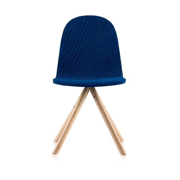 Tmavomodrá stolička s prírodnými nohami IKER Mannequin Stripe