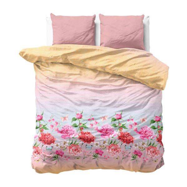 Obliečky z mikroperkálu na dvojlôžko Sleeptime Bright Flowers, 200 × 200 cm