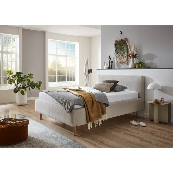 Béžová čalúnená jednolôžková posteľ bez roštu 120x200 cm Mattis – Meise Möbel-image-1