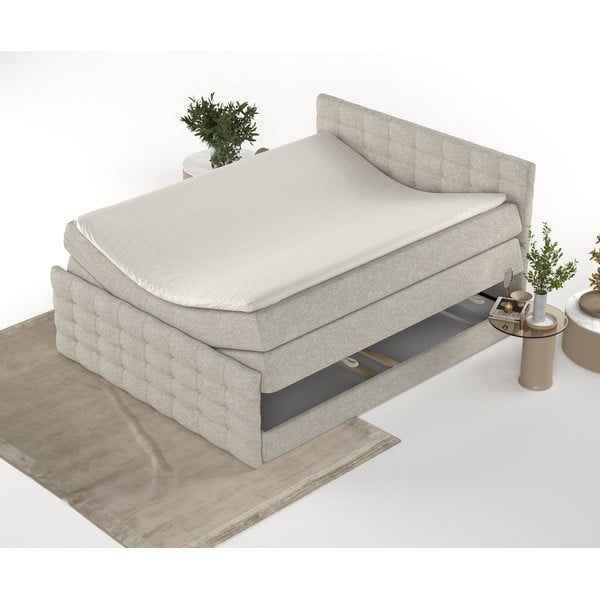 Béžová boxspring posteľ s úložným priestorom 200x200 cm Blend – Maison de Rêve-image-4