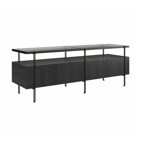 Čierny TV stolík v dekore duba 140x50 cm Wainwright - Queer Eye-image-4