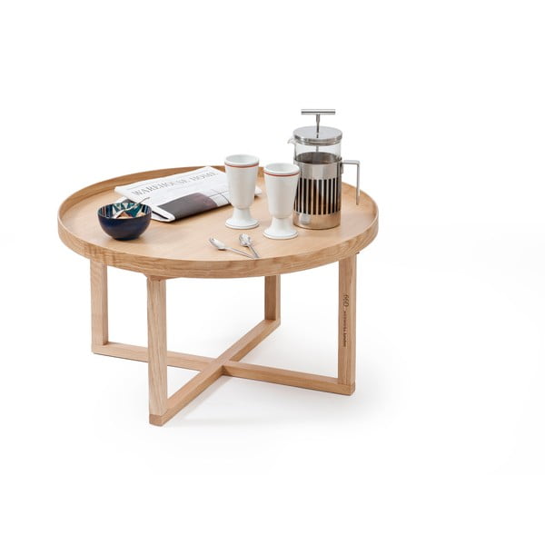 Okrúhly drevený stolík z dubového dreva Wireworks Round, ⌀ 66 cm-image-3