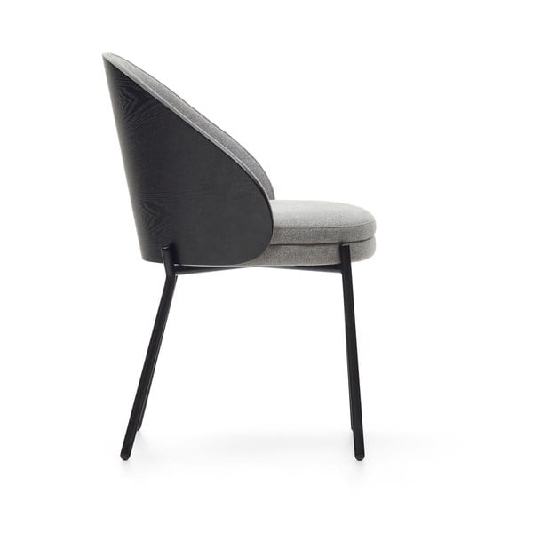 Čierne/sivé čalúnené jedálenské kreslo Eamy – Kave Home-image-3