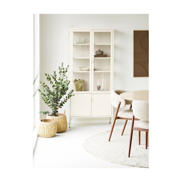 Krémovobiela oceľová vitrína 80x180x35 cm Brisbane – House Nordic-image-1