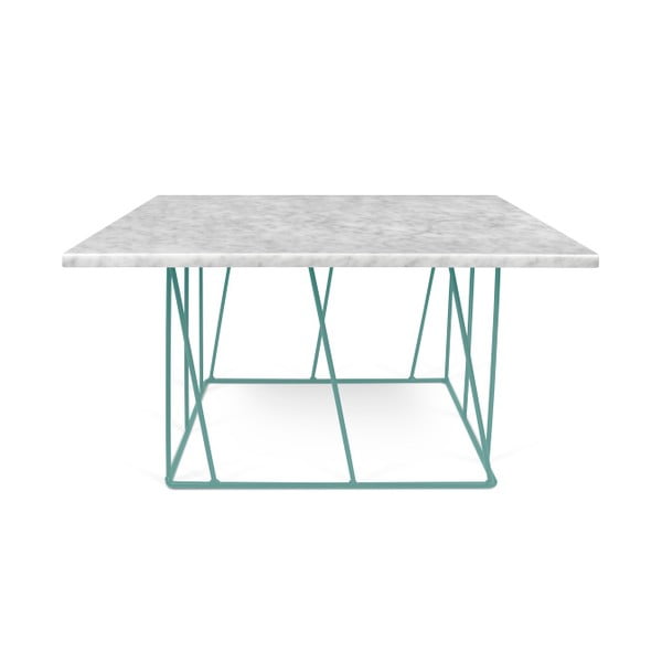 Biely mramorový konferenčný stolík so zelenými nohami TemaHome Helix, 75 cm