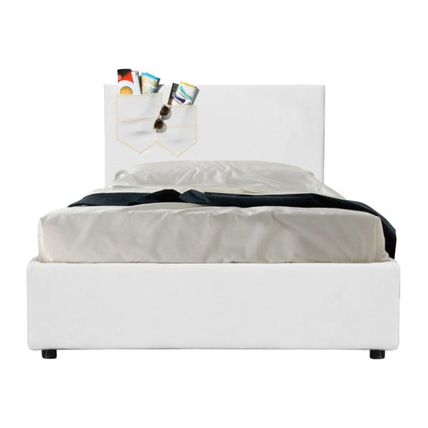 Biela jednolôžková posteľ s úložným priestorom 13Casa Task, 90 × 190 cm