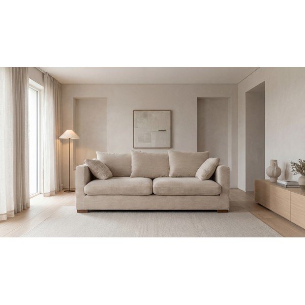 Béžová menčestrová pohovka 220 cm Comfy – Scandic-image-4