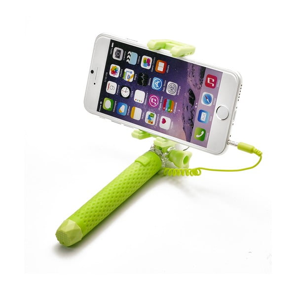 Zelená selfie tyč CELLY Mini selfie, spúšť cez 3.5mm jack
