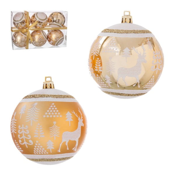 Sada 6 vianočných ozdôb v zlatej farbe Unimasa Reindeer