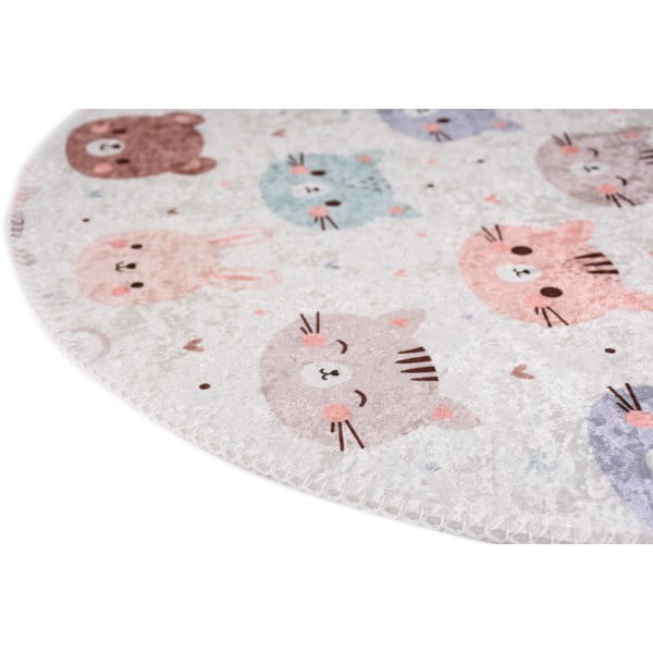 Slonovinový prateľný detský koberec ø120 cm Cute Animals – Vitaus-image-2