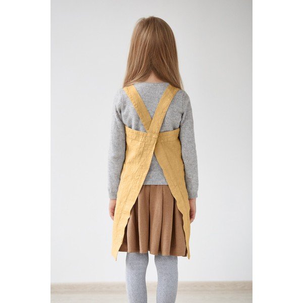 Detská žltá ľanová zástera Linen Tales Pinafore, 72 x 45 cm-image-1