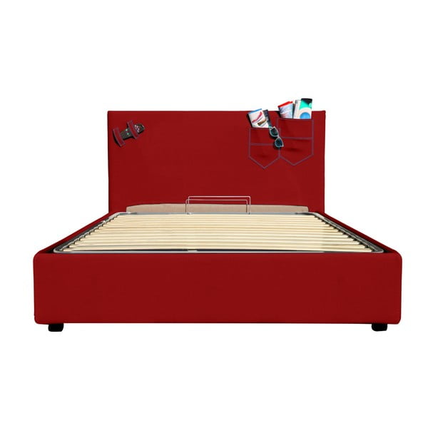 Červená jednolôžková posteľ s úložným priestorom 13Casa Task, 120 x 190 cm