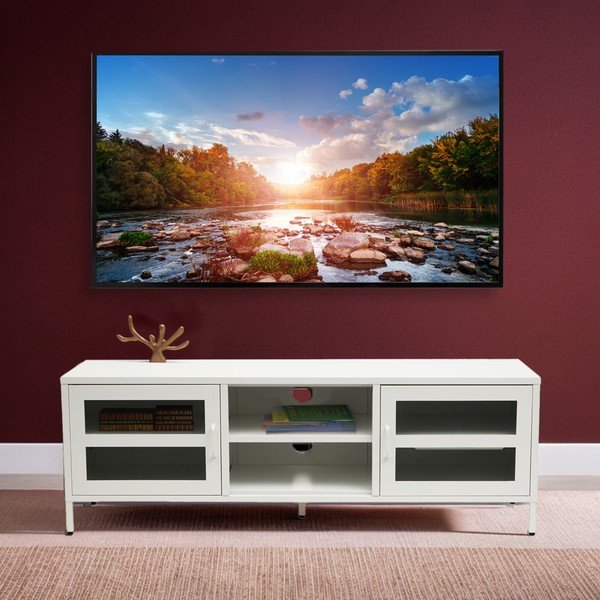 Biely oceľový TV stolík 150x50x45 cm Acier – Premier Housewares-image-4