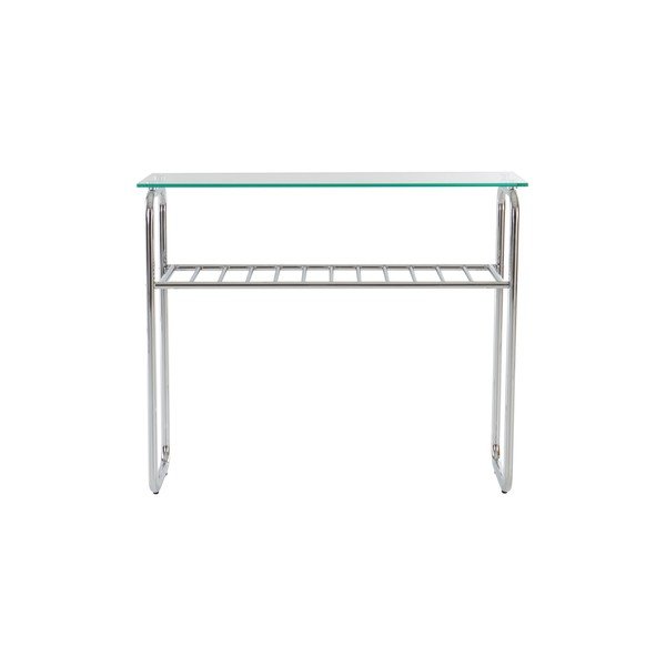 Konzolový stolík so sklenenou doskou v lesklej striebornej farbe 32x100 cm Walle – Jotex-image-2