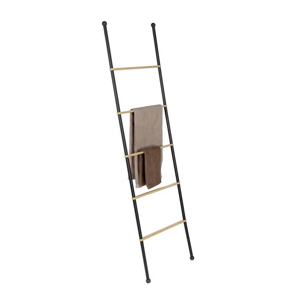 Čierny/prírodný kovový dekoratívny rebrík Bambusa - Wenko-image-3