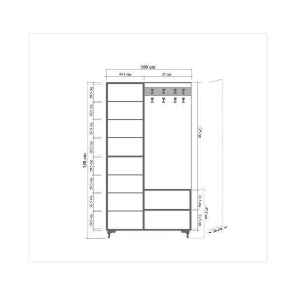 Hnedo-biela predsieňová stena so zrkadlom Inci Tree, výška 196 cm-image-3