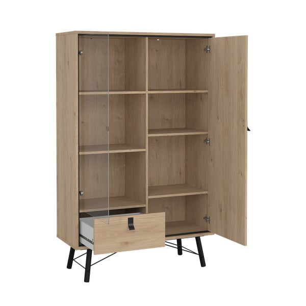 Vitrína v dekore duba v prírodnej farbe 102x162x40 cm Ry – Tvilum-image-3