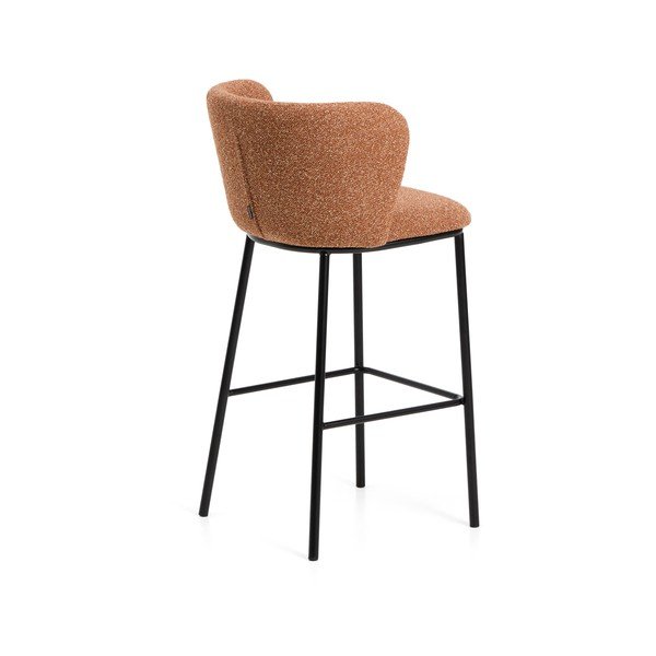 Čalúnená barová stolička v terakotovej farbe (výška sedadla 75 cm) Ciselia – Kave Home-image-4