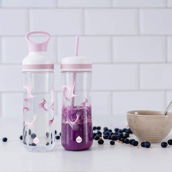 Fialovo-biela fľaša na vodu s vekom a slamkou Equa Flow Wave 2v1, 800 ml-image-1