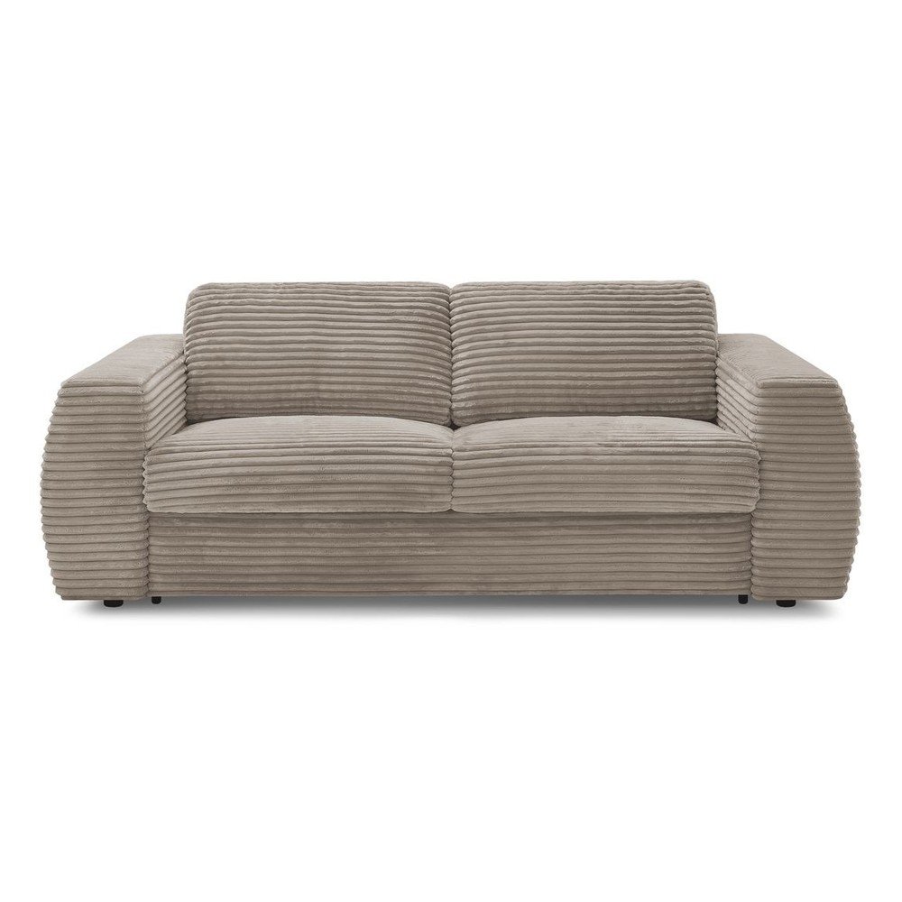 Taupe menčestrová pohovka na každodenné spanie/rozkladacia 240 cm Hugo – Bobochic Paris