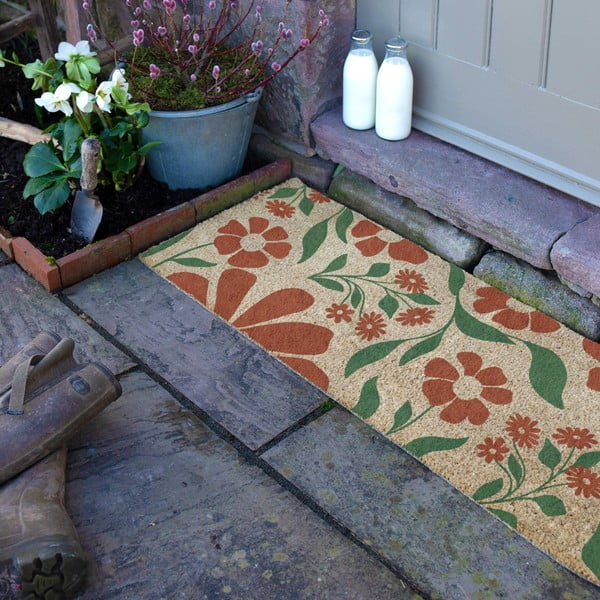 Rohožka z kokosového vlákna 40x120 cm Red & Green Floral – Artsy Doormats-image-2