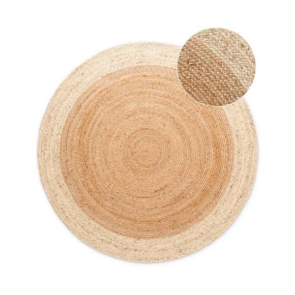 Obojstranný/ručne tkaný jutový okrúhly koberec v prírodnej farbe ø 120 cm Jutta Gold – Hanse Home