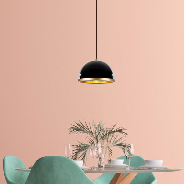 Závesné svietidlo v čiernej a zlatej farbe s kovovým tienidlom ø 30 cm Ferenci – Opviq lights-image-3