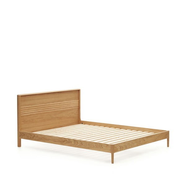 Dvojlôžková posteľ z dubového dreva s roštom v prírodnej farbe 160x200 cm Lenon – Kave Home