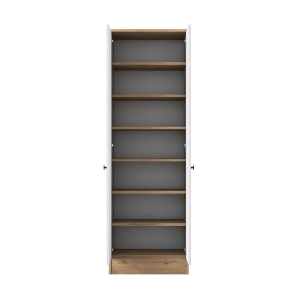 Biela/prírodná šatníková skriňa v dekore orecha 60x183 cm Theresa - Kalune Design-image-4