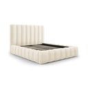 Béžová čalúnená dvojlôžková posteľ s úložným priestorom s roštom 200x200 cm Kelp - Micadoni Home