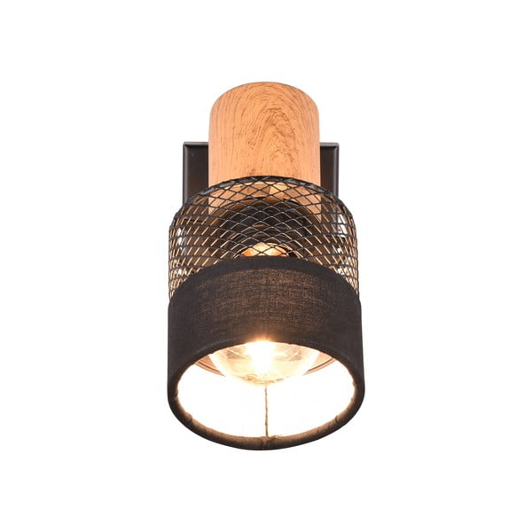 Nástenné svietidlo v čiernej a prírodnej farbe ø 7 cm Nandini – Trio-image-2