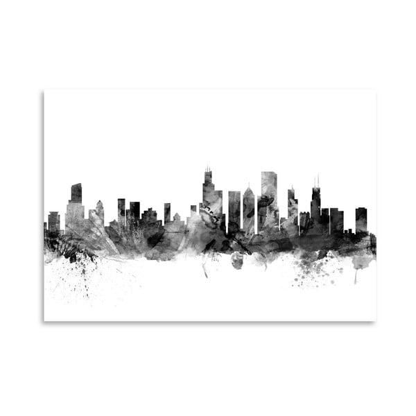 Plagát Americanflat Chicago Illinois Skyline, 42 x 30 cm