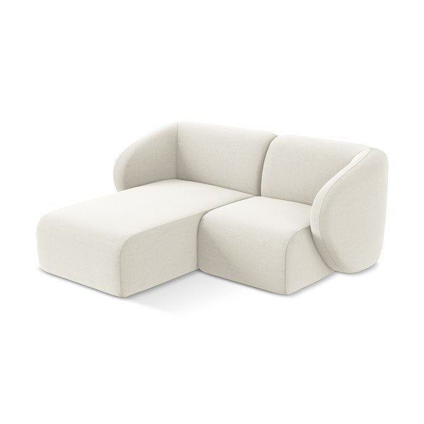 Béžová zamatová rohová pohovka (ľavý roh/s leňoškou) Lani – Makamii-image-2