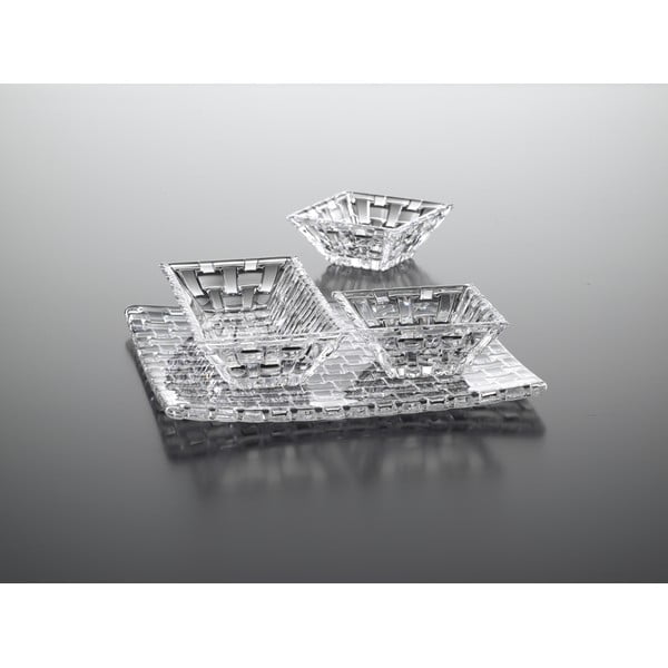 Súprava 3 servírovacích misiek a podnosu z krištáľového skla Nachtmann Bossa Nova-image-1