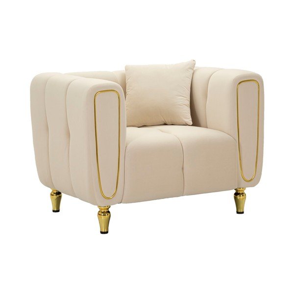 Krémové zamatové kreslo Alma – Mauro Ferretti