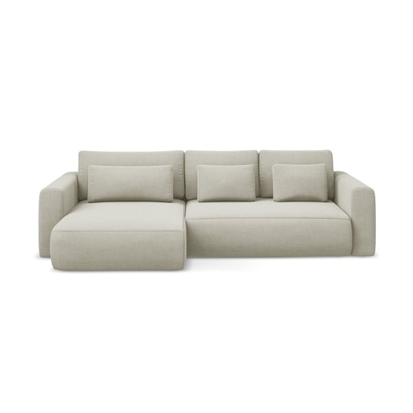 Béžová rozkladacia/s úložným priestorom rohová pohovka (ľavý roh/s leňoškou) Kapua – Makamii