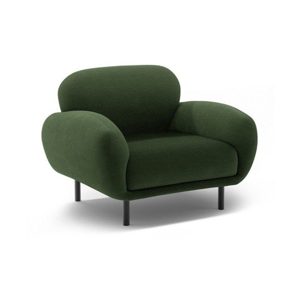 Zelené kreslo z textílie buklé Poppy – Micadoni 