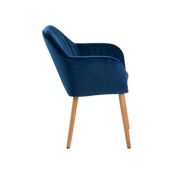 Tmavomodré čalúnené jedálenské kreslo s podrúčkami Emilia – Actona-image-2