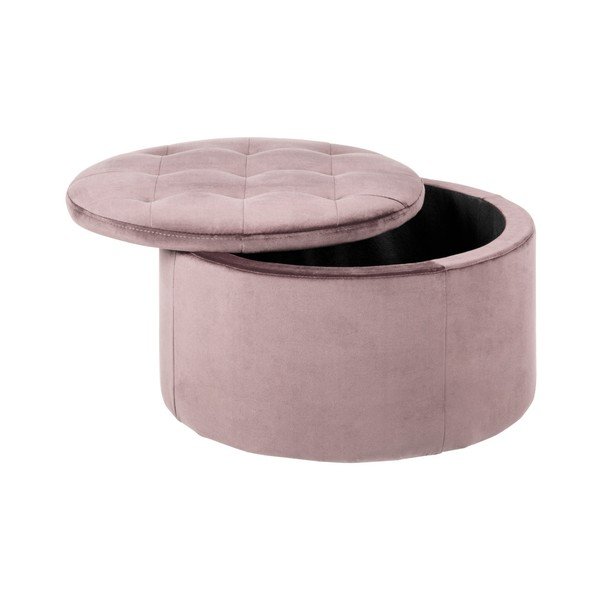 Ružový zamatový puf Actona Retina, ⌀ 60 cm-image-1