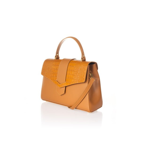 Oranžová kožená kabelka Federica Bassi Marta-image-3