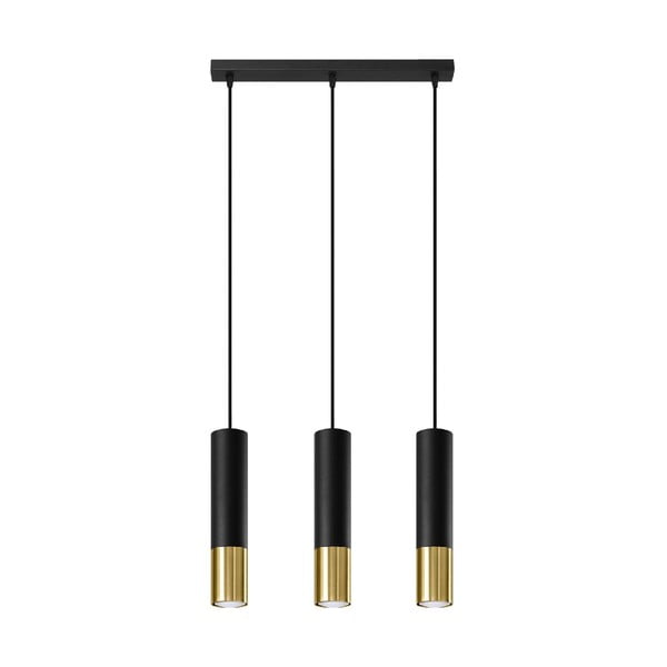 Závesné svietidlo s kovovým tienidlom v čierno-zlatej farbe 45x6 cm Longbot - Nice Lamps